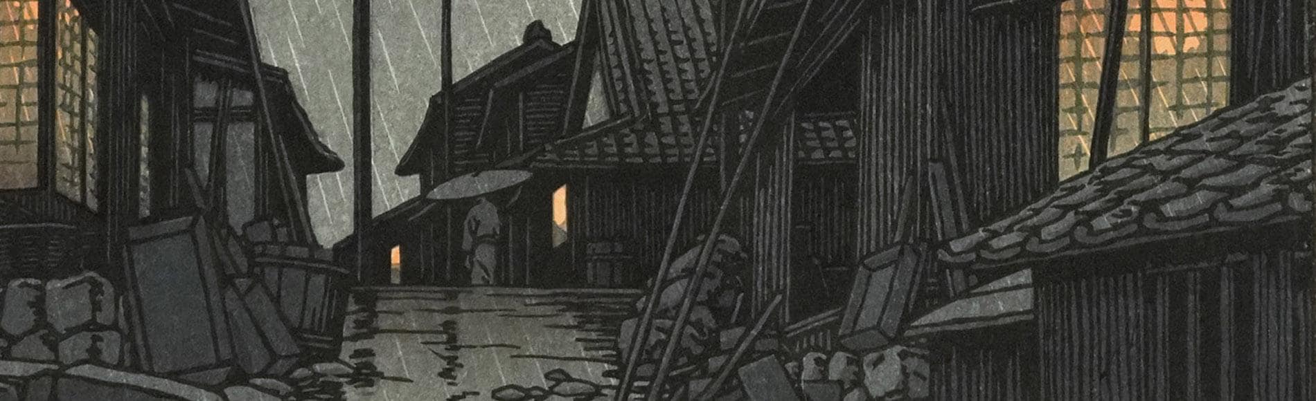Evening at Kawarago by Hasui