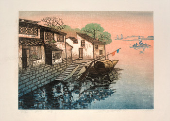 Riverbank by Gu, Zhijun, Woodblock Print