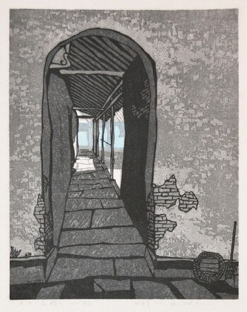 The Small Town Under the Roof #1 by Gu, Zhijun, Woodblock Print