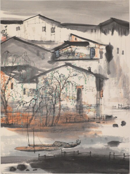 Village by the Stream by Xu, Ming, Ink Painting