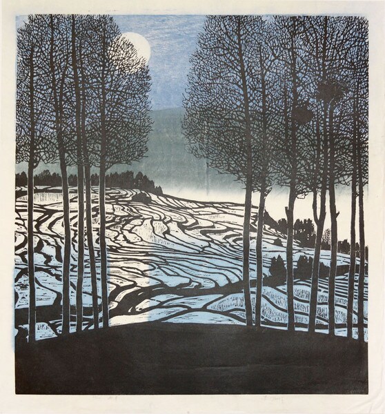 Winter Moon by Shi, Yi, Woodblock Print