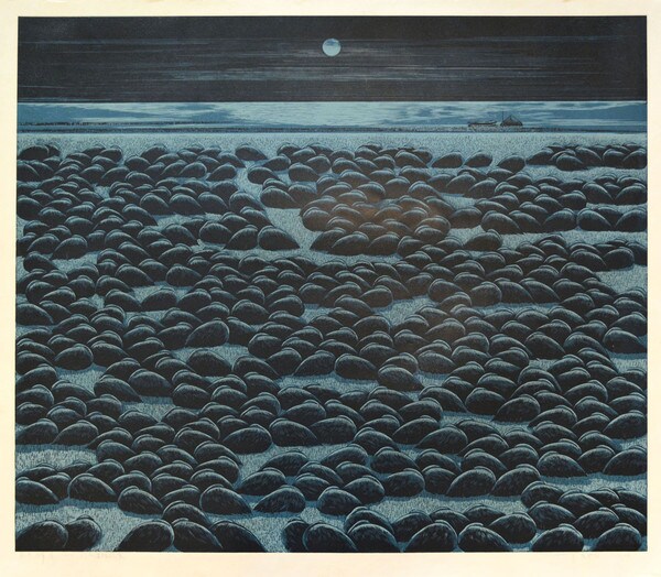 Moonlight at Wetland by Yu, Chengyou, Woodblock Print