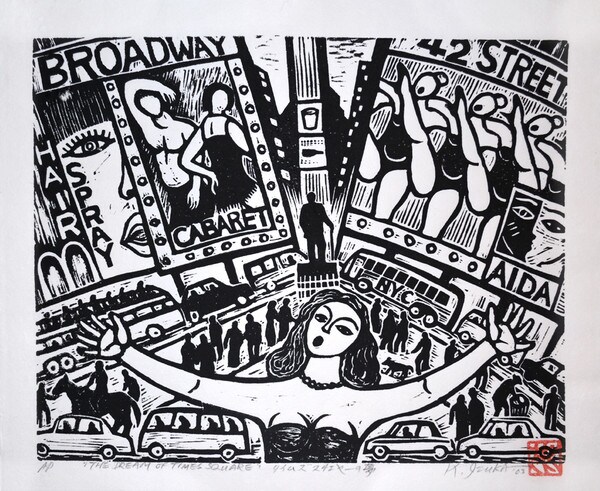 The Dream of Times Square by Iizuka, Kunio, Woodblock Print