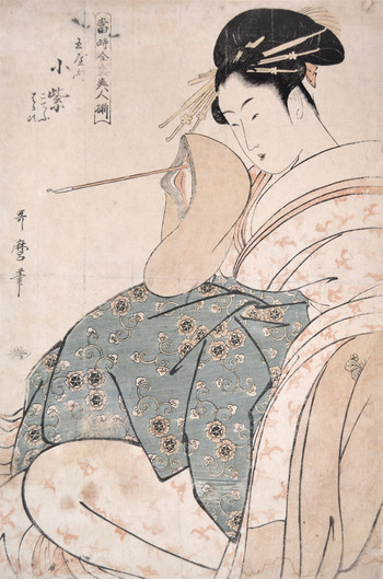 Komurasaki from the House of Tama by Utamaro, Woodblock Print