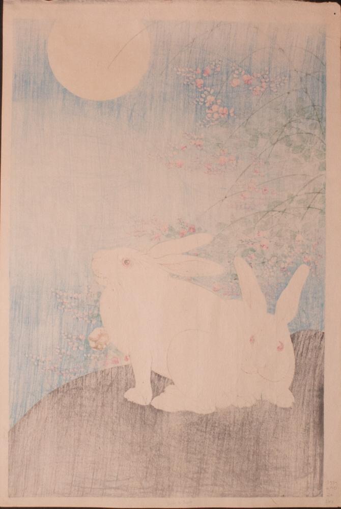 Two Rabbits and Full Moon | Shoson | Ronin Gallery