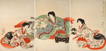 Osazareishi Ceremony on New Year's Day by Chikanobu, Woodblock Print
