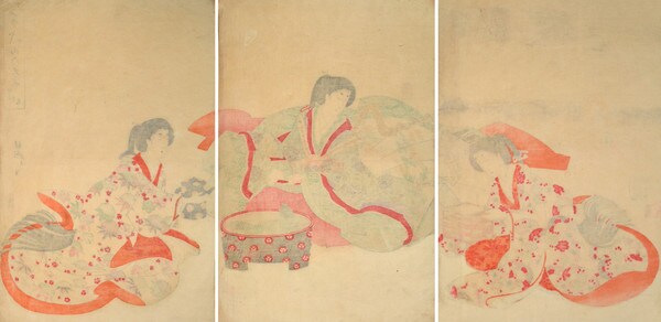 Osazareishi Ceremony on New Year's Day by Chikanobu, Woodblock Print