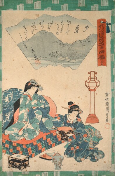 Beauties by Kunisada II (aka Kunimasa III, Toyokuni IV), Woodblock Print