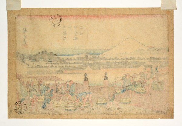 Fish Market at Nihonbashi Bridge by Hiroshige, Woodblock Print