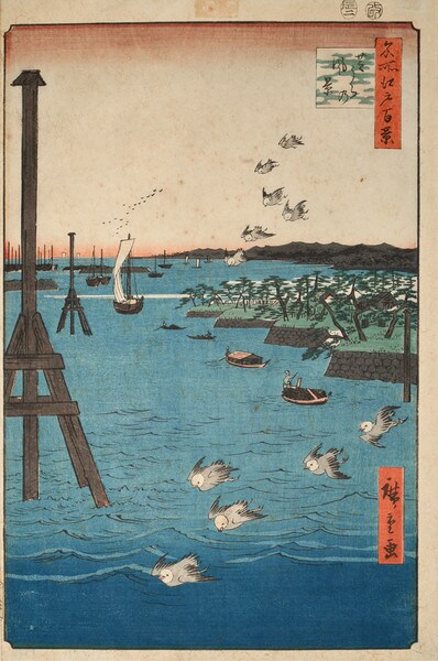 View of Shiba Coast by Hiroshige, Woodblock Print