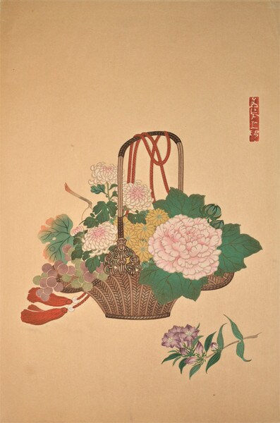 Flower Basket by Unsigned / Unknown Artist, Woodblock Print