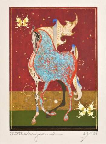 Crimson Ema by Nakayama, Tadashi, Woodblock Print