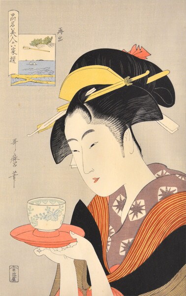 Naniwaya Okita Appearing Again (Reproduction) by Utamaro, Woodblock Print