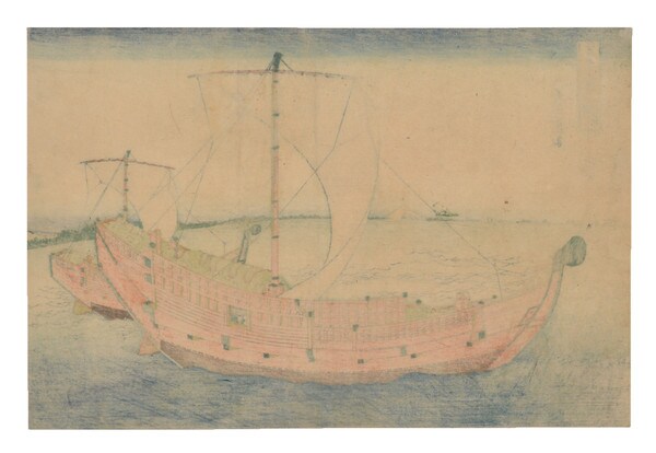 At Sea off Kazusa by Hokusai, Woodblock Print
