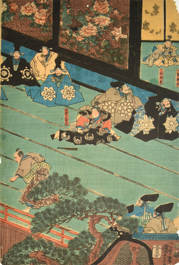 Inside the Court by Kuniyoshi, Woodblock Print
