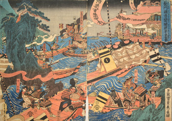 Genpei War at Nagato by Sadahide, Woodblock Print