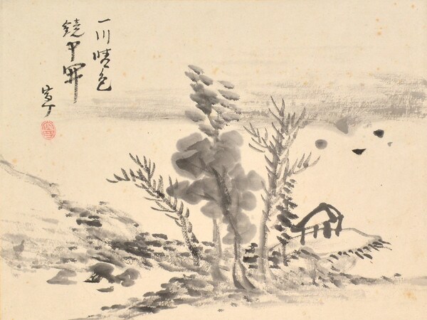 House by Stream, Painting