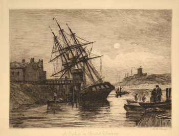 A Collier in Bristol Harbour by Riley, Matthew White, Etching