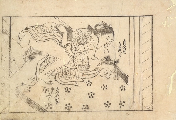 On the Veranda by Sukenobu, Woodblock Print
