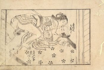 On the Veranda by Sukenobu, Woodblock Print