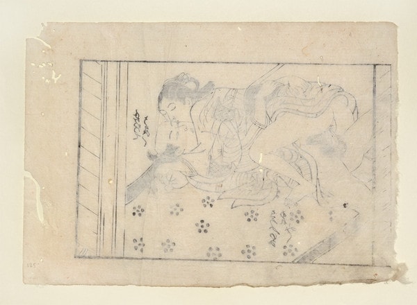 On the Veranda by Sukenobu, Woodblock Print