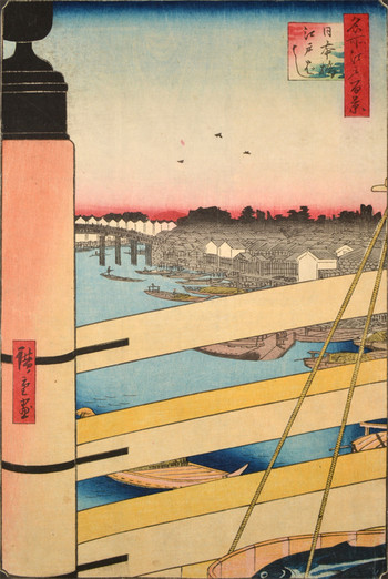 Nihonbashi Bridge and Edobashi Bridge by Hiroshige, Woodblock Print