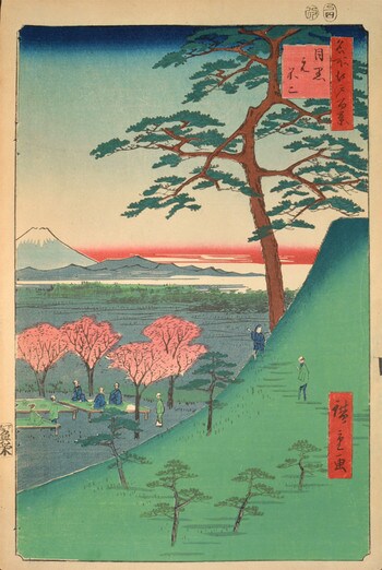 Mt. Moto: Fuji in Meguro by Hiroshige, Woodblock Print