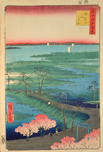 MotoHachiman Shrine at Sunamura by Hiroshige, Woodblock Print