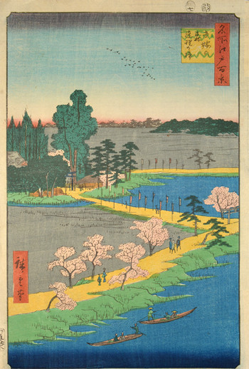 Azuma Shrine and the Entwined Camphor by Hiroshige, Woodblock Print