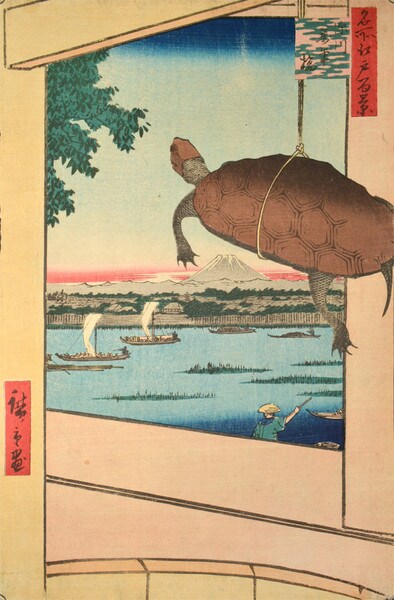 Mannen Bridge at Fukagawa by Hiroshige, Woodblock Print