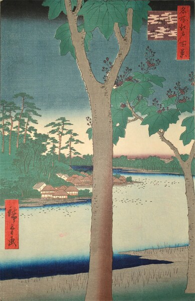 Kiribatake, Akasaka by Hiroshige, Woodblock Print