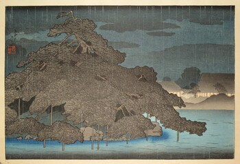 Night Rain by Hasui, Woodblock Print