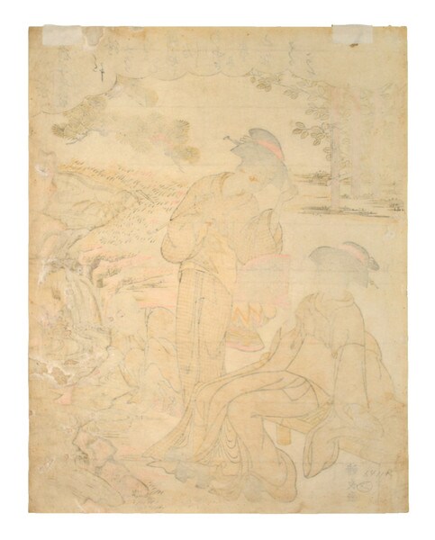 Playing with Fans by Kiyonaga, Woodblock Print