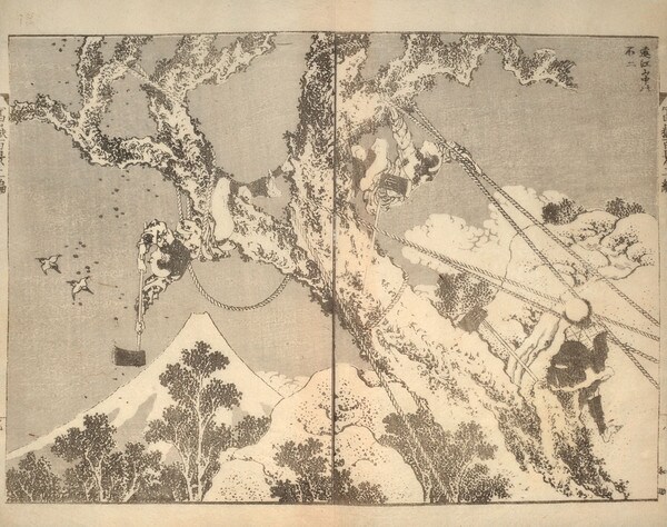 Fuji in Totomi Mountains (Totomi sanchu no Fuji) by Hokusai, Woodblock Print