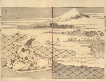 Fuji of Letters (Bunhen no Fuji) by Hokusai, Woodblock Print