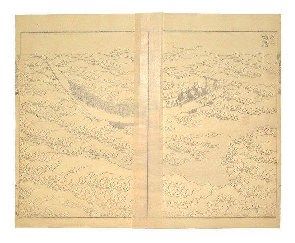 Fuji on the Swell by Hokusai, Woodblock Print