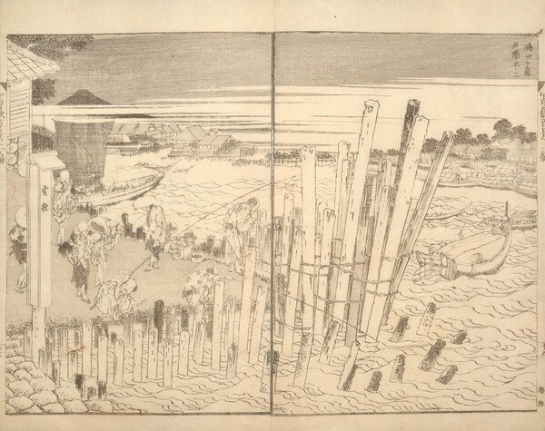 Fuji in the Evening Sun at Shimadagahana (Shimadagahana sekiyo Fuji) by Hokusai, Woodblock Print