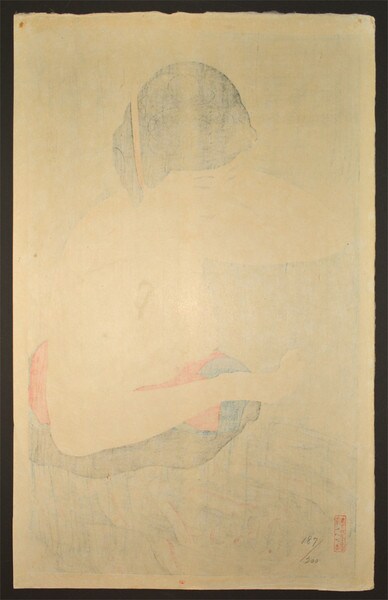 A Woman at Her Makeup by Shinsui, Woodblock Print