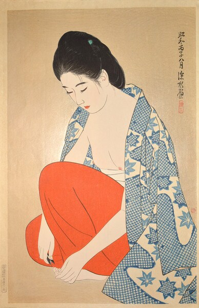 Clipping Nails by Shinsui, Woodblock Print