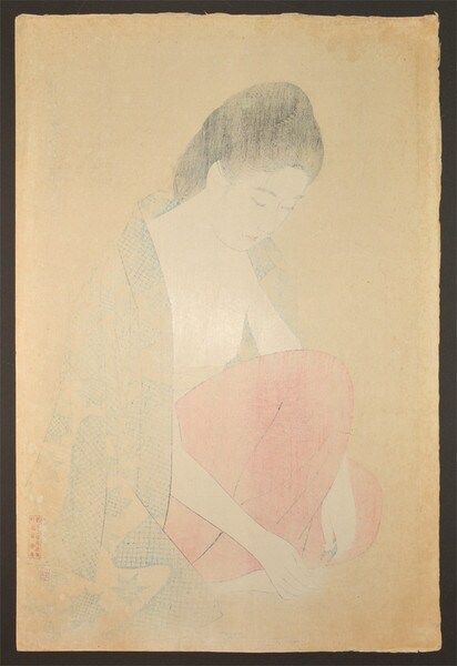 Clipping Nails by Shinsui, Woodblock Print