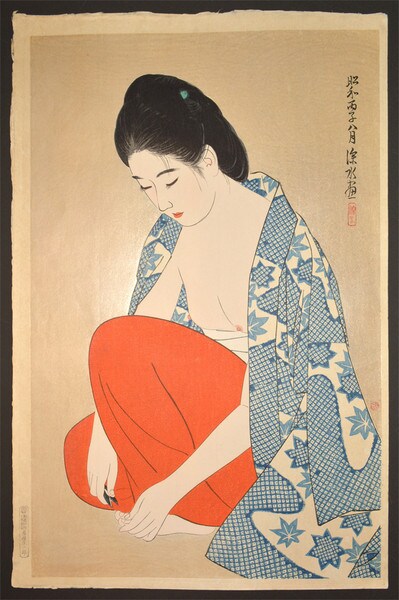 Clipping Nails by Shinsui, Woodblock Print