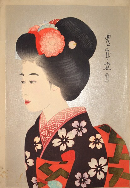 Maiko (Apprentice Geisha) by Toyonari, Woodblock Print