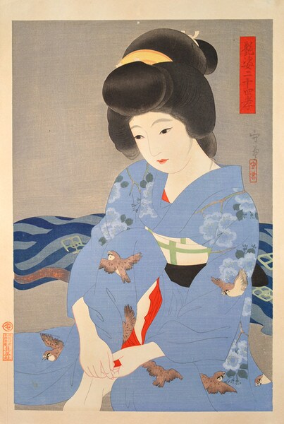 Tabi (Japanesestyle socks) by Morikane, Woodblock Print