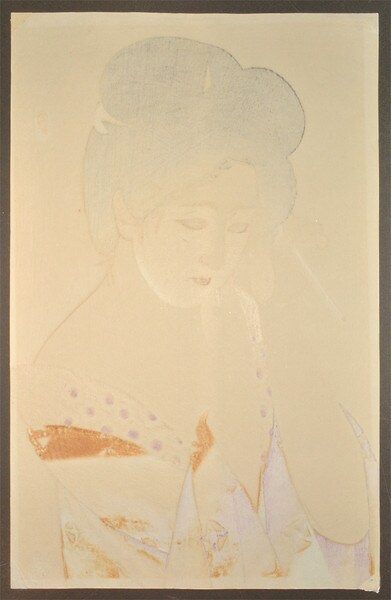 Dressing Her Hair by Kiyoshi, Woodblock Print