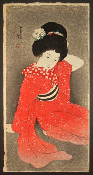 In Spring by Shinsui, Woodblock Print
