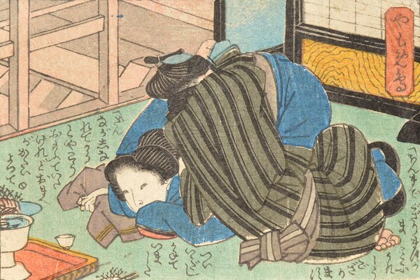 The Widow: It Happened Upstairs by Toyokuni III, Woodblock Print