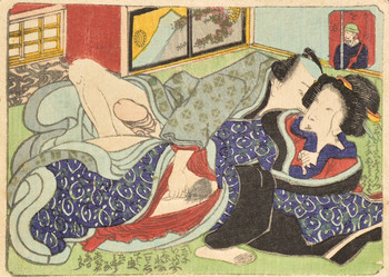 Turn Your Head Right: Voyeur by Toyokuni III, Woodblock Print