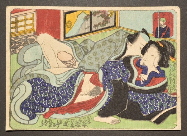 Turn Your Head Right: Voyeur by Toyokuni III, Woodblock Print