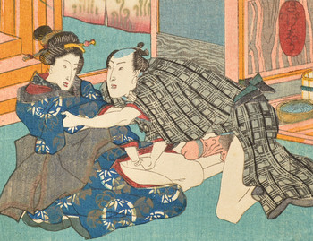 In a Bath House by Toyokuni III, Woodblock Print
