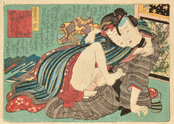 Hold on Tight by Toyokuni III, Woodblock Print